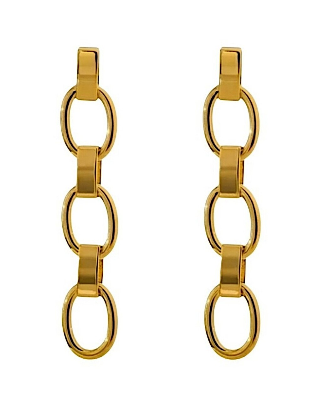 High quality plated copper chain link earrings; nwot